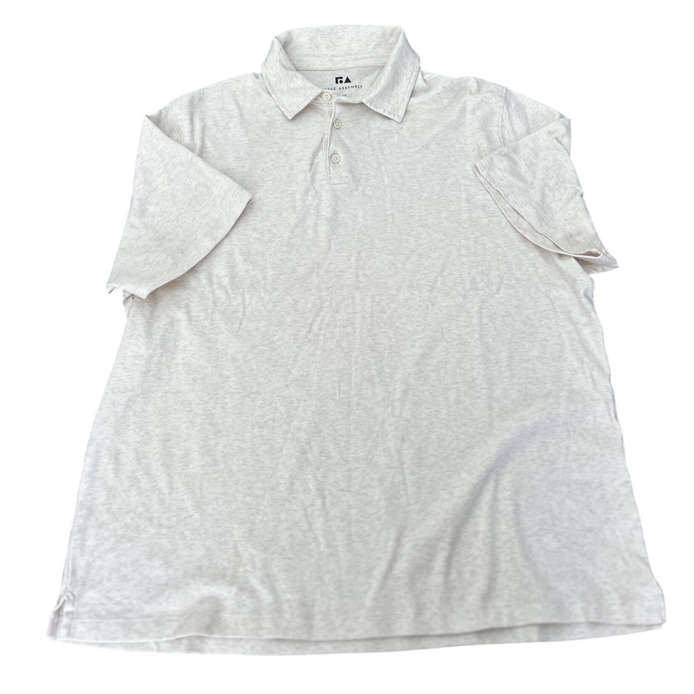 Free Assembly Mens 2XL Oatmeal Heather Cotton Short Sleeve Polo Shirt FAMKT00438